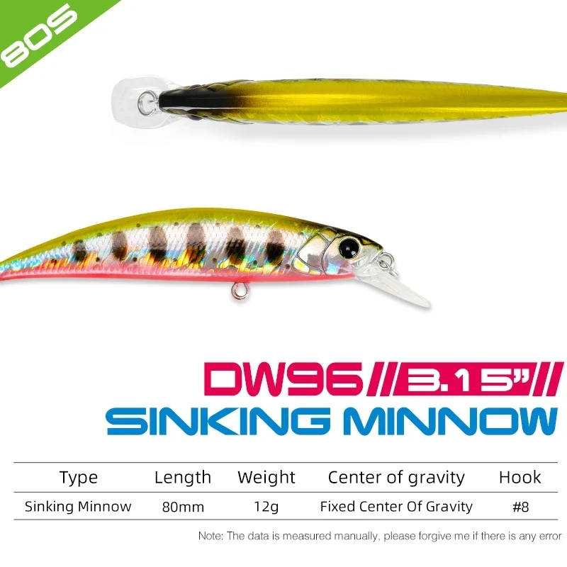 TSURINOYA-señuelo de pesca de 4 piezas, pececillo que se hunde, 80S, 12g, DW96, 8cm, pez Roca, cebo duro, Jerkbait, agua dulce, agua salada, Wobbler - imagen 2