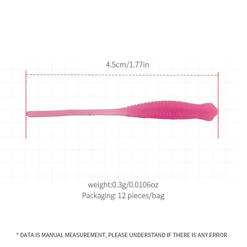 12 Uds Mini señuelo suave de pesca de raíz 4,5 cm 0,3g pesca Artificial de silicona cola recta olor a pescado Leurre Souple Swimbait de plástico - imagen 4