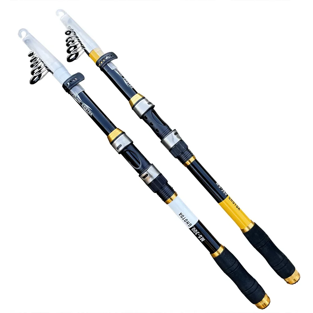 Caña de pescar telescópica de fibra de carbono, accesorio con mango EVA, giratoria, peso de 4kg, 1,8 m-3,6 m - imagen 2