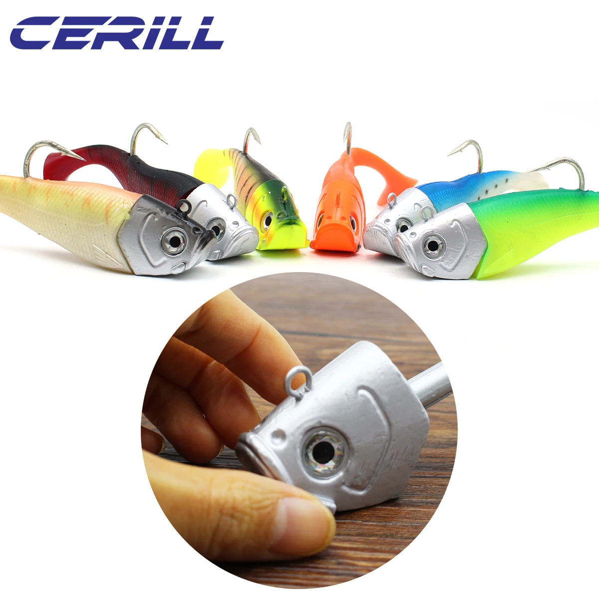 Cerill Jig Head con Ojos 3D – Señuelo de Vinilo para Pesca en Roca - imagen 3