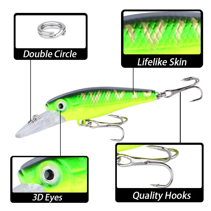 Señuelo de pesca duro, pececillo que se hunde, Wobbler, Peche, manivela Artificial, lubina, perca, Lucio, salmón, trucha, 1 Uds. - imagen 2