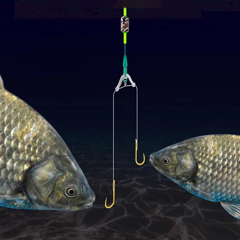 Línea de pesca plana antienredos, bifurcación espacial, dispositivo Contactor tipo 8/Y, accesorio de pesca, herramienta de atado, gancho doble, 10 Uds.