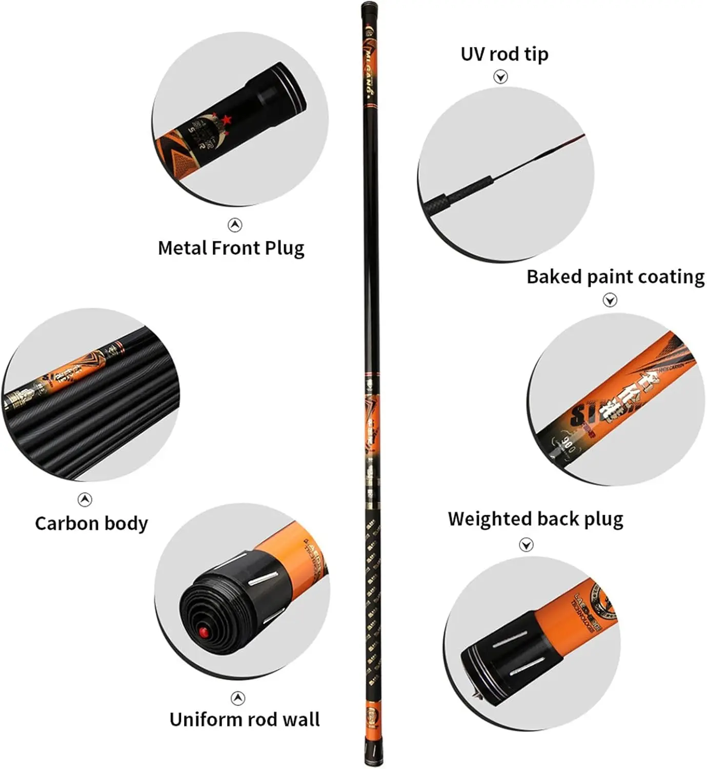 Caña de pescar de mano de fibra de carbono, caña de pescar telescópica de alta calidad, súper ligera, larga y dura, 8M/10M/12M/14M/15M/16M - imagen 2
