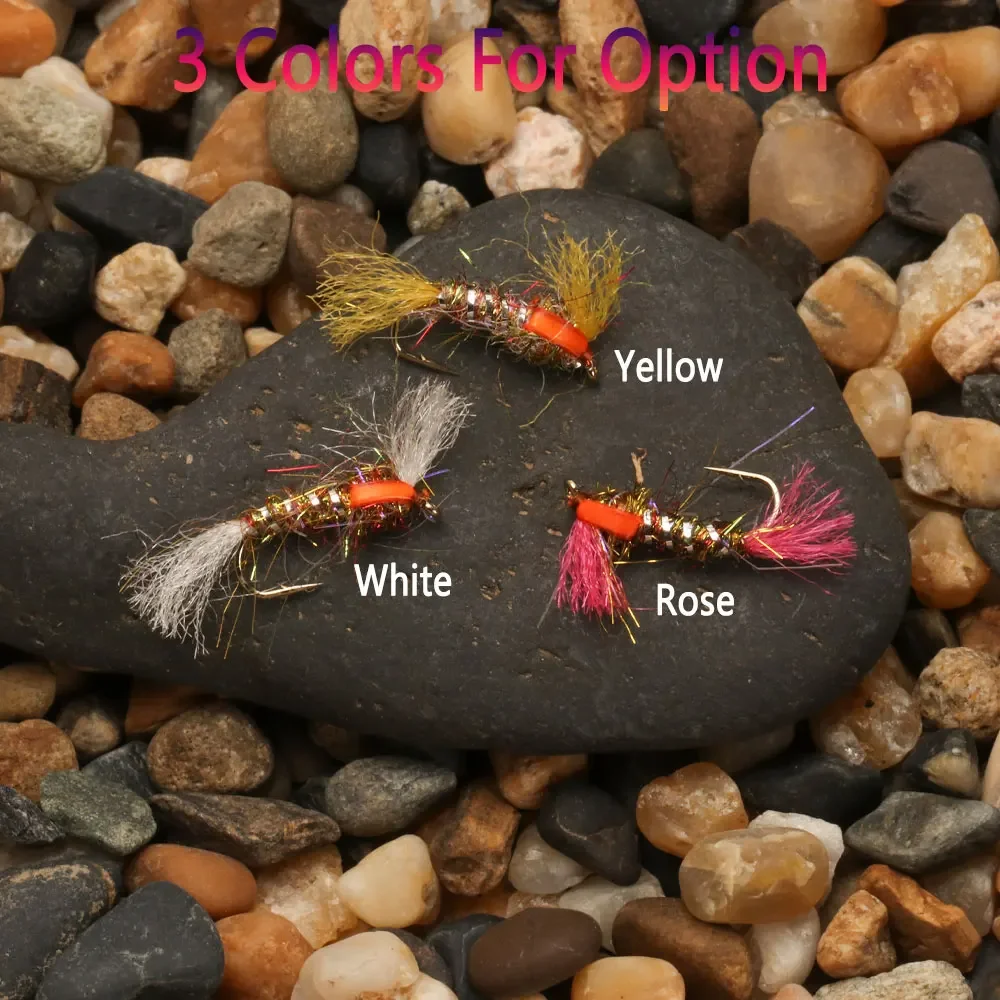 Bimoo-Señuelos de Pesca de paracaídas, cebo flotante, mezcla de dobladillo de hielo, cuerpo, Pupa, percha, percha, color gris, 6 piezas, #14, #16 - imagen 5