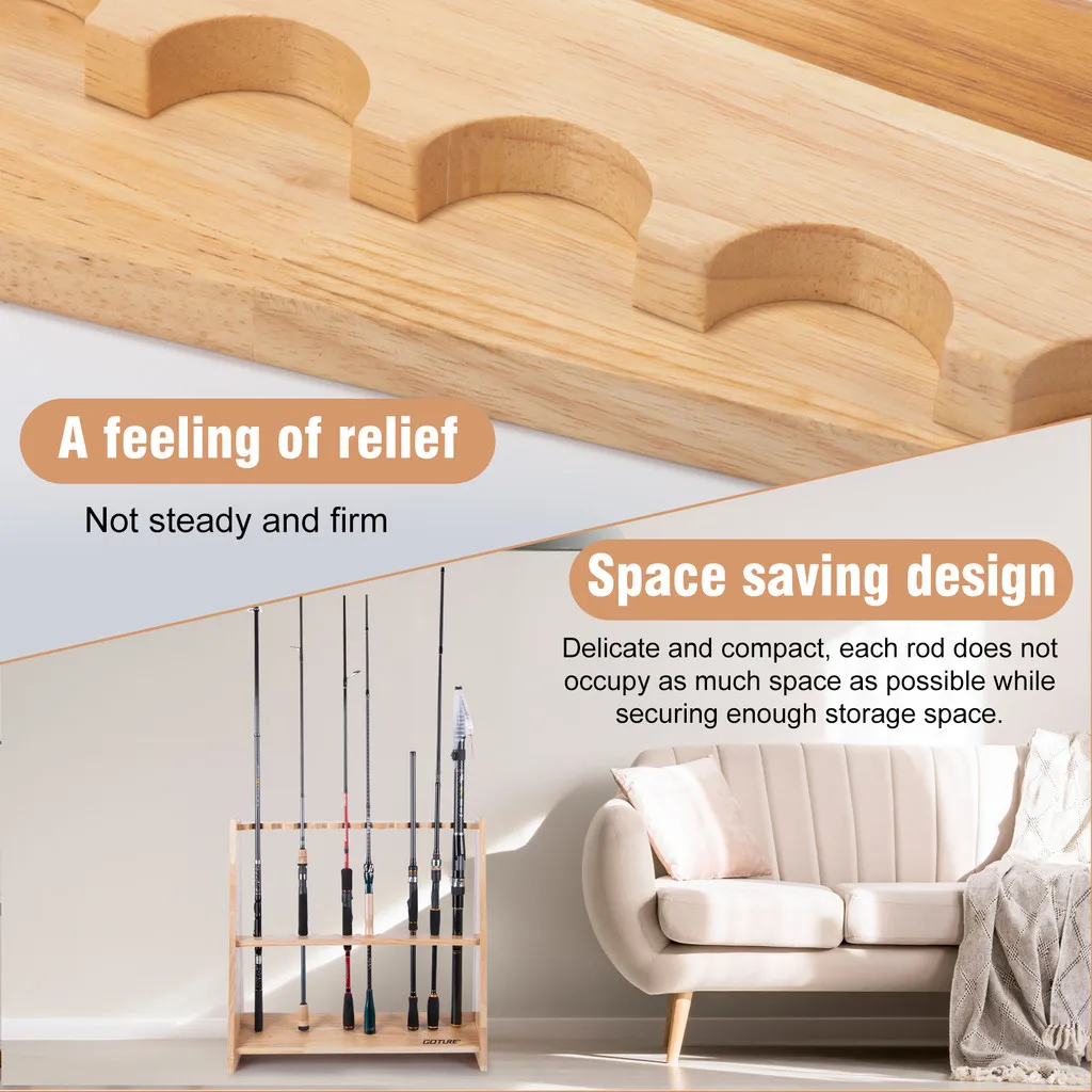 Goture Soporte de Cañas para Pescar Madera – Ranuras Organización - imagen 5