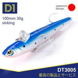 D1-Señuelos de Pesca de lápiz, cebos duros artificiales Stickbait, 100mm/30g, pesca de invierno para lubina, aparejos de pesca 2020