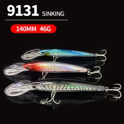 47g 140mm gran Trolling hundimiento Minnow Señuelos de Pesca buceo profundo agua de mar lubina cebo Artificial Pesca Wobbler Jerkbait Swimbait