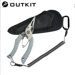 OUTKIT-Alicates de pesca multifuncionales, cortador de línea, removedor de anzuelos, tijeras de acero inoxidable, accesorios de abrazadera de pesca, cuerda de resorte
