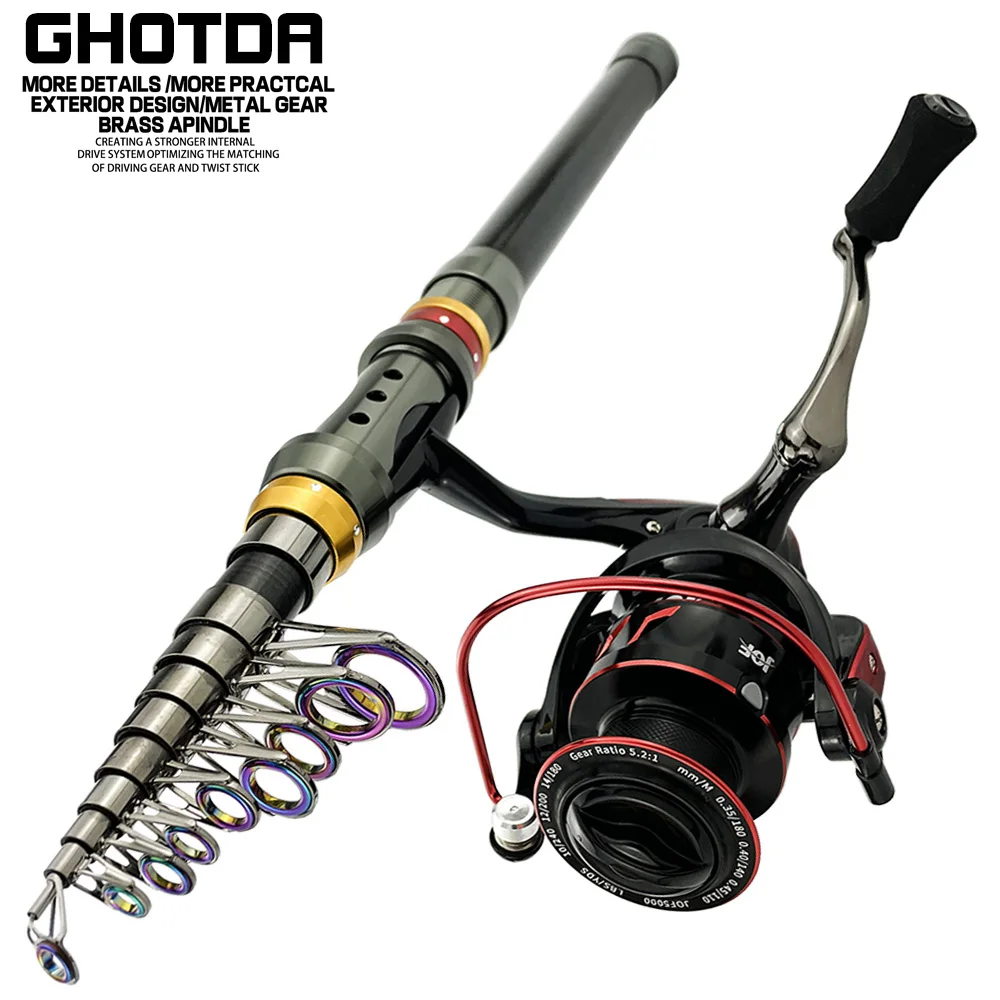 GHOTDA-caña de pescar giratoria de fibra de carbono, Combo de carrete de pesca de carpa, 1,8-3,6 m, mango izquierdo/derecho, serie 5,5-2000 - imagen 2
