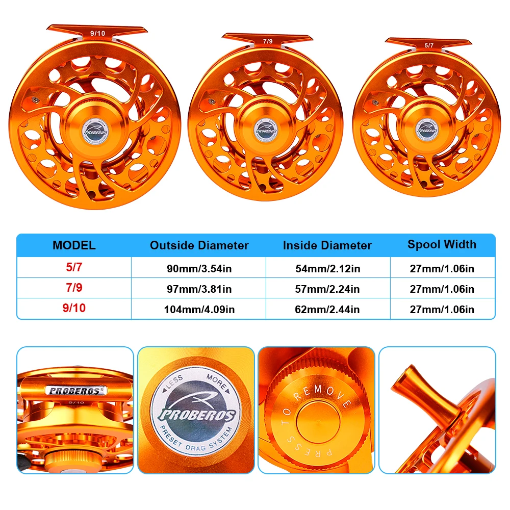 Goture Proberos-carrete de pesca con mosca, accesorio de aleación de aluminio, anticorrosión, CNC, mecanizado 5/7wt 7/9wt 9/10wt - imagen 5
