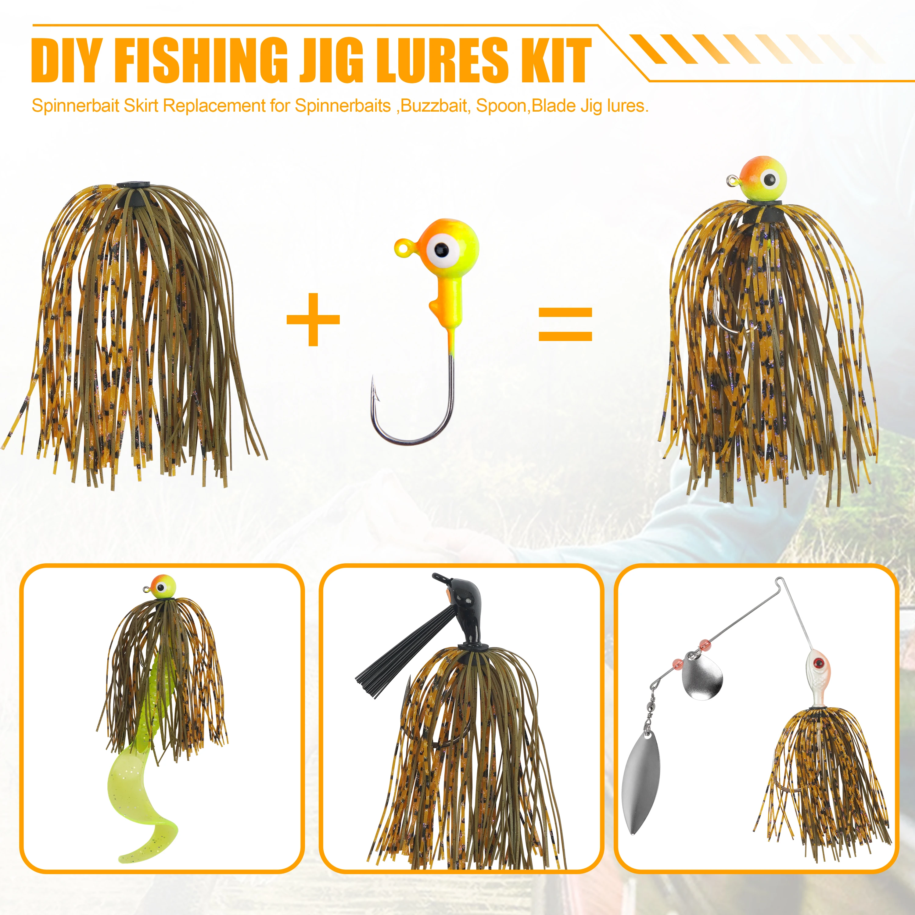 12 Uds faldas de silicona señuelo de pesca para pesca Jig cabezas ganchos Spinnerbait Buzzbait Bass trucha atado de moscas accesorios de pesca - imagen 4