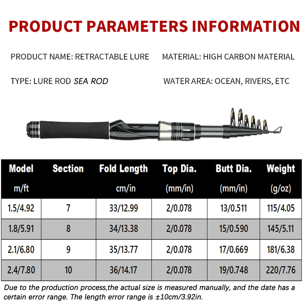 Mini caña de pescar telescópica de 1,5-2,4 m, caña de pescar de carbono súper dura para río y lago, caña de pescar portátil para mar, buenos accesorios - imagen 4