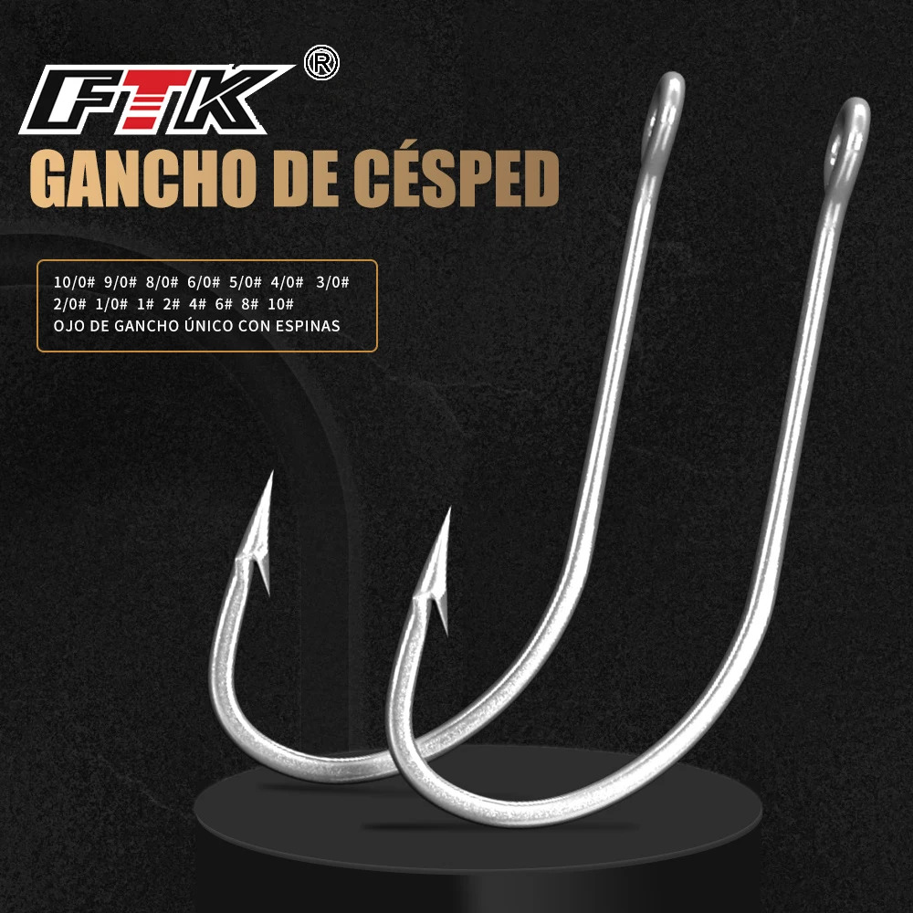 Anzuelos de pesca de carpa con púas de acero inoxidable con alto contenido de carbono FTK 1-10 # 50 piezas 1/0 # -10/0 # Paquete de 25 piezas con aparejos de anzuelo de pesca - imagen 3