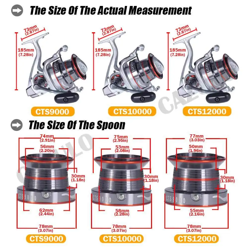 Carretes de pesca de carpa giratorios, 2022: 1, 25kg de arrastre, 14bb, Cts9000-12000 de agua salada, Surfcasting, rueda Moulinet de agua dulce, 4,0 - imagen 3