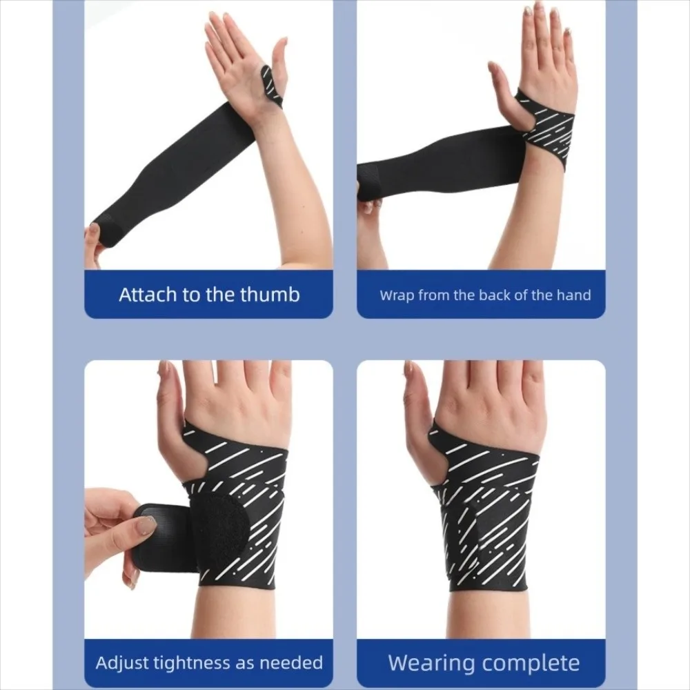 Muñequera deportiva de nailon y LICRA, ultrafina, con cinta de sujeción, funda protectora para pulgar, soporte de articulación ajustable, Unisex, 1 par