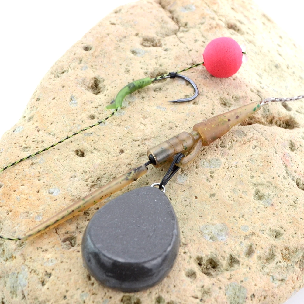 Hirisi 40 Uds accesorios de pesca de carpa Clips de plomo de seguridad cola cono de goma manga antienredos aparejo giratorio de cambio rápido M10 - imagen 2