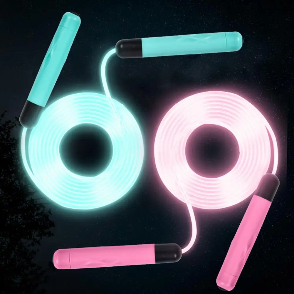 Cuerda de saltar brillante para niños, cuerda de saltar luminosa, ajustable, antideslizante, funciona con pilas, con luz LED de TPU - imagen 5