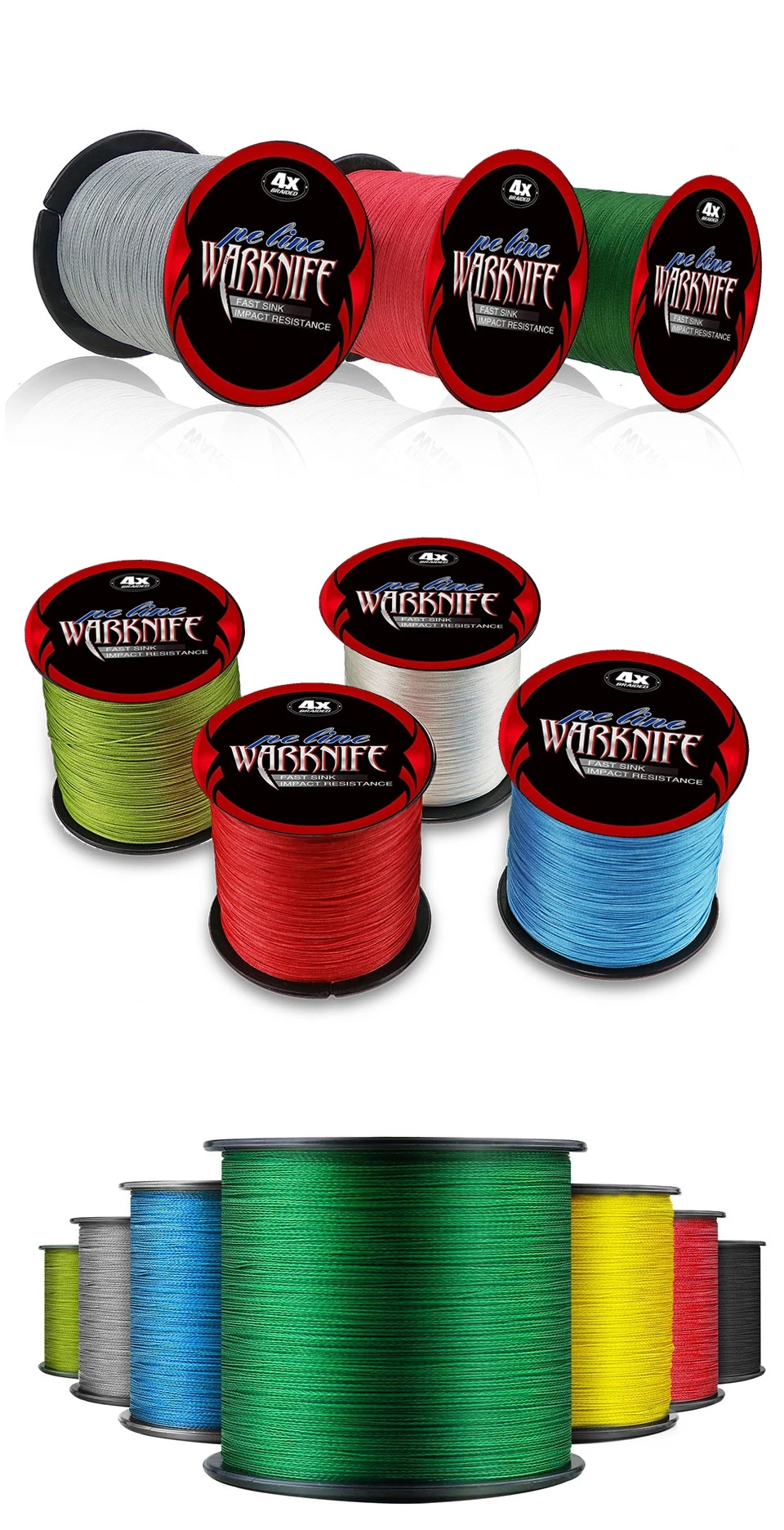 Descubra los colores vibrantes y la durabilidad de las líneas de pesca trenzadas por Worsnife