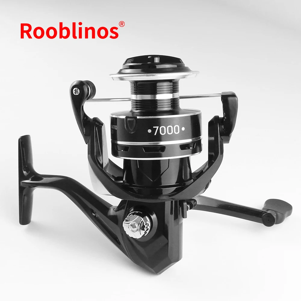 Carrete giratorio de pesca ROOBLINOS HY LH/RH Convertible 5,2: 1 Relación de engranaje 1000-7000 Tamaño Metal Negro - imagen 2