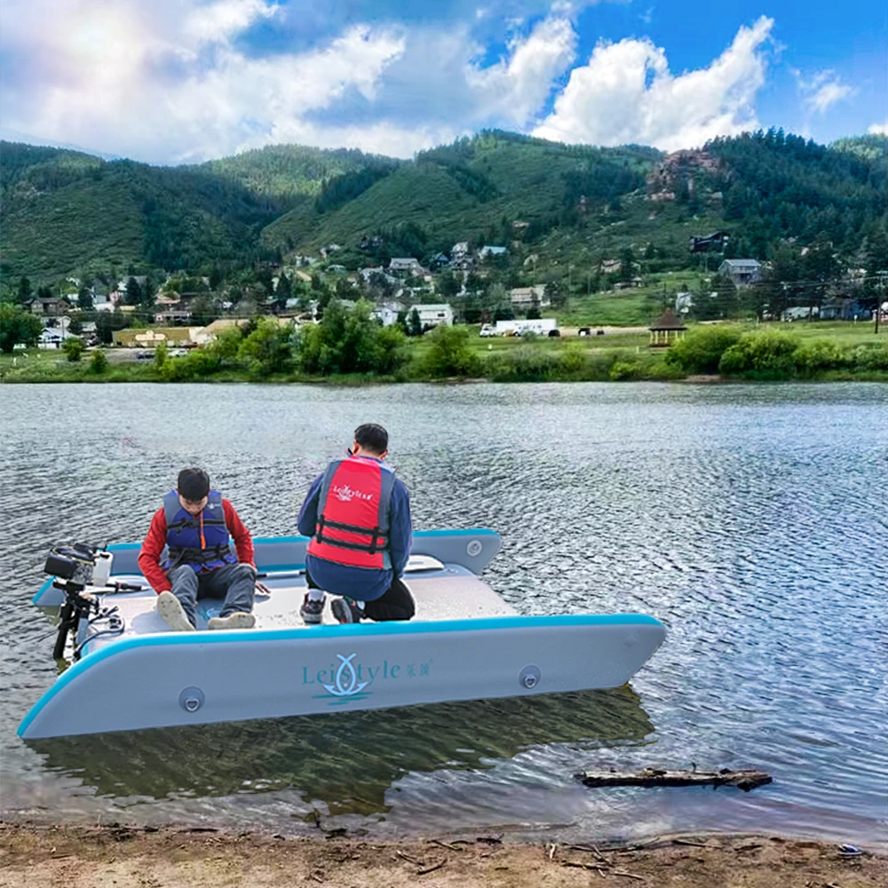 Plataforma de goma inflable Solarmarine, muelle flotante, construcción de PVC con bomba de kit de reparación, paleta de bolsa de transporte para pesca - imagen 2