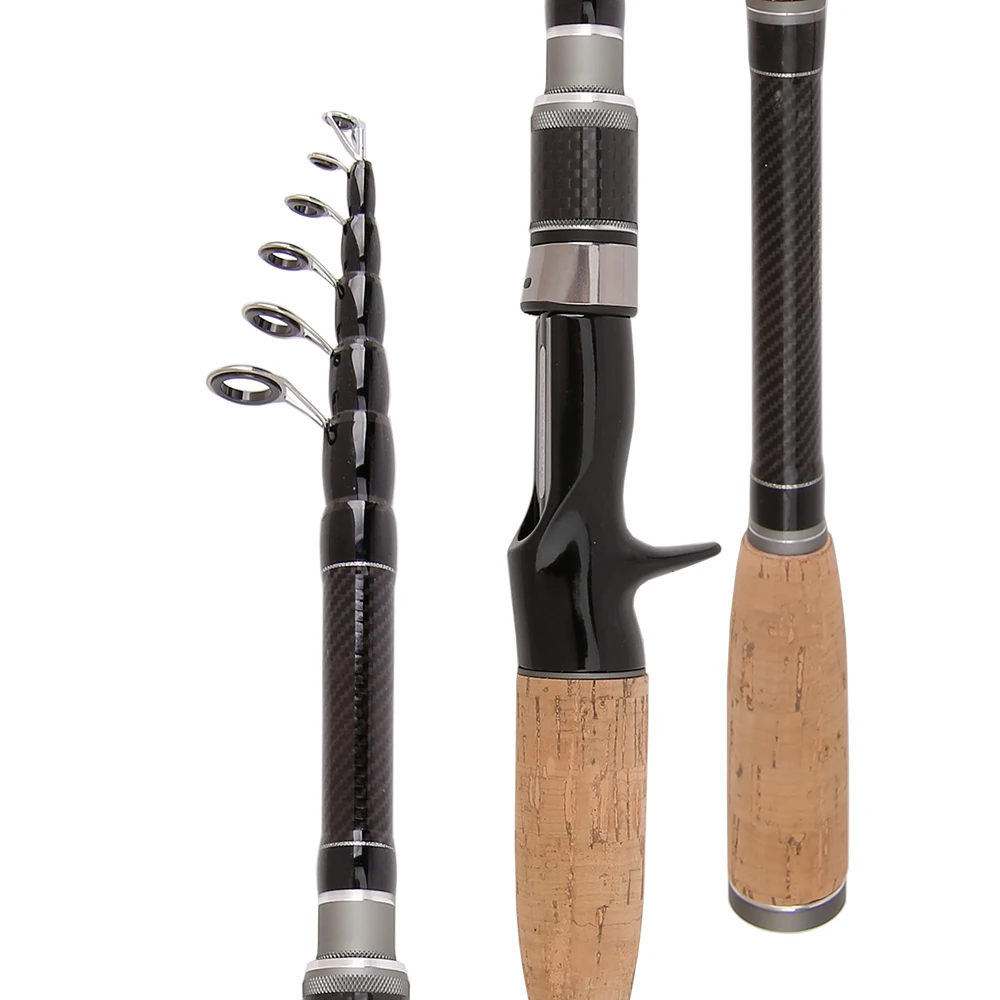 Combo de caña de pescar con señuelo de viaje, caña de fundición de carbono y carrete de Baitcasting, arrastre máximo de 8kg con Kit de gancho de línea de cebo para lubina, 1,8-2,4 M - imagen 3