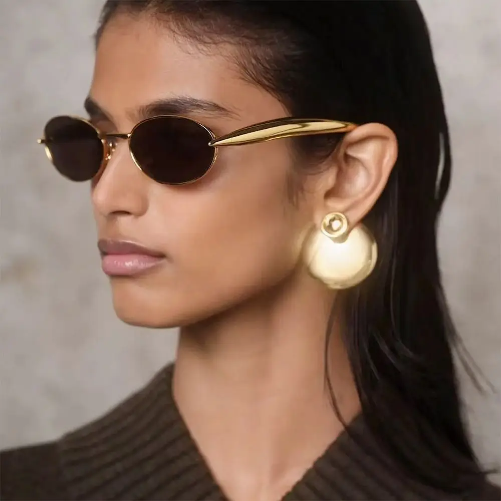 Gafas de sol de moda con protección UV400 para mujer, gafas de conducción Retro informales, gafas de sol de Metal para mujer - imagen 4