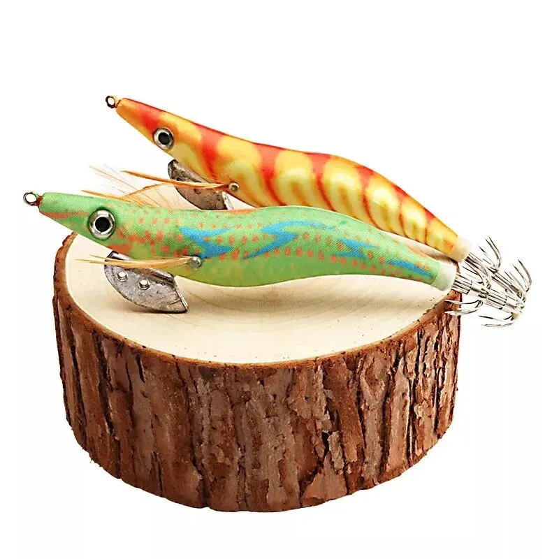 Señuelo de pesca de madera, camarones, calamar luminoso, pulpo, 10 Uds., 3,0 ojos 3D, cebo duro, plantilla de calamar Wobbler con bolsa - imagen 5
