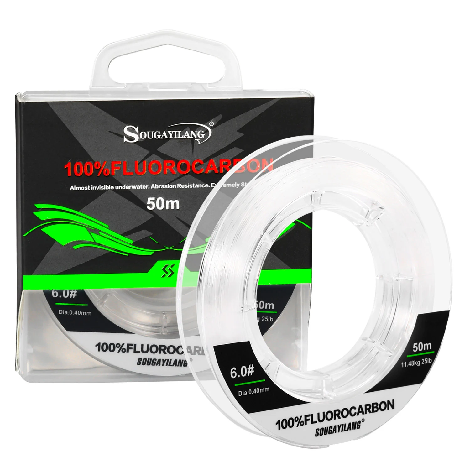 Sougayilang-sedas de Pesca de fluorocarbono, líneas de Pesca de baja ductilidad y alta sensibilidad, 50M, 3-25LB, aparejos de Pesca de prueba - imagen 2