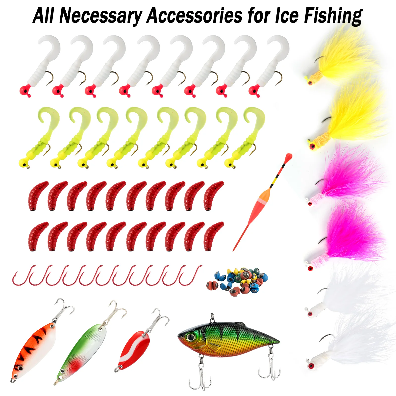 Kit Señuelos Pesca en Hielo – Jigs, Cucharillas, Wobblers y Vinilos - imagen 3