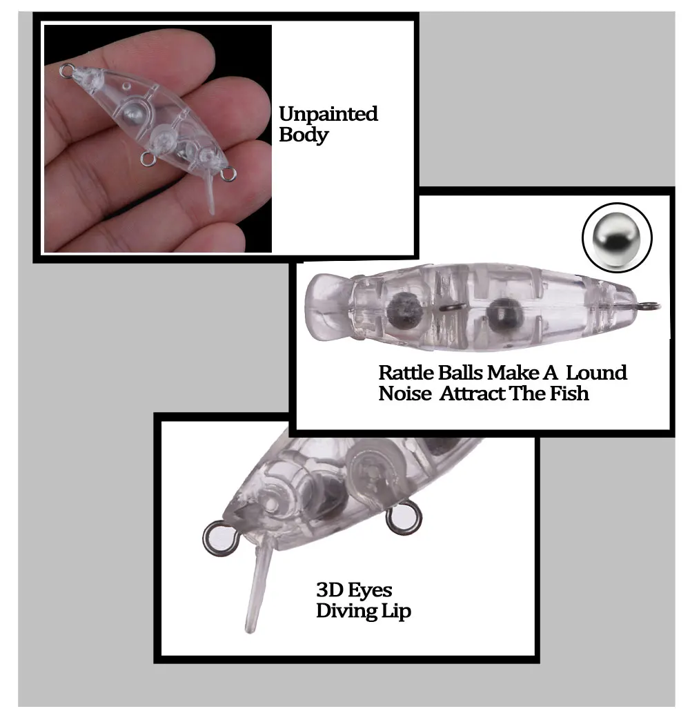 Chan'sHuang 30 Uds cebo en blanco sin pintar 5cm 4,2g Mirco hundimiento lento Crankbait DIY señuelo de pesca Artificial - imagen 4