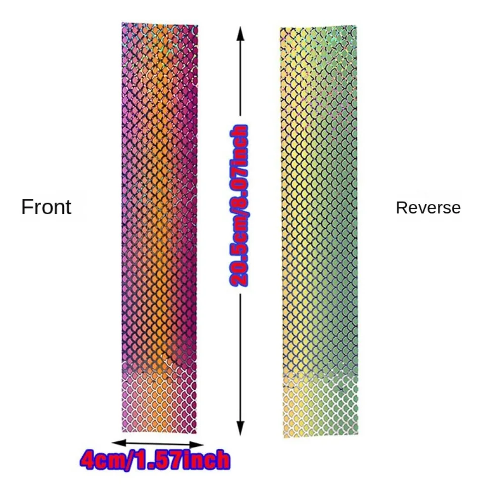 10 Uds moscas señuelo de pesca cinta Flash 4*20,5 cm pegatina duradera de cambio de Color película adhesiva holográfica Artificial - imagen 2