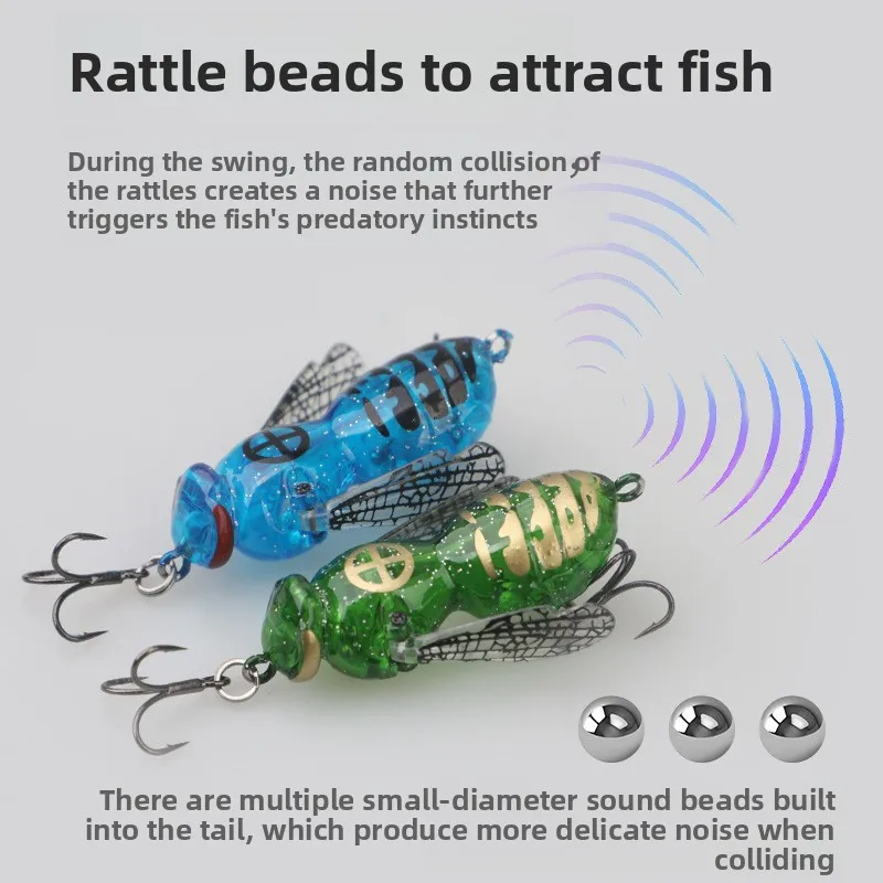 Testar avispa Crawl cebo 5g 9g insecto biónico agua dulce flotante Swimbaits superficie de río cebo duro lubina carpa Lucio Señuelos de pesca - imagen 5