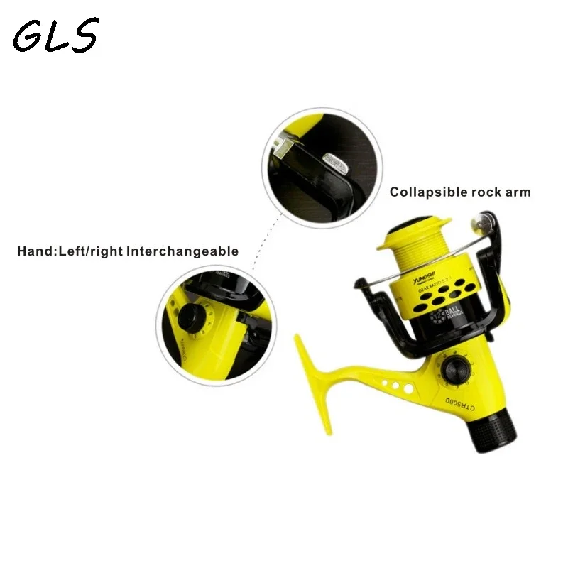 Carrete de pesca CTR2000-7000 5,5:1, carrete giratorio basculante con brazo plegable, carrete de arrastre trasero, ruedas giratorias, carrete giratorio de agua salada - imagen 5