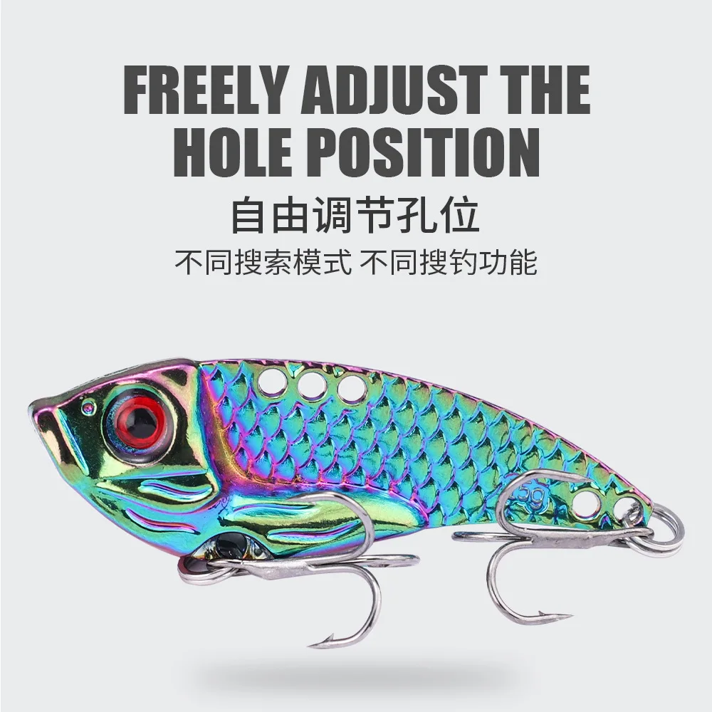 1 capa de agua completa de Metal de tiro largo, vibración de Color, lentejuelas VIB, un solo gancho, cebo de lubina Artificial, oreja plateada, cebo especial - imagen 4