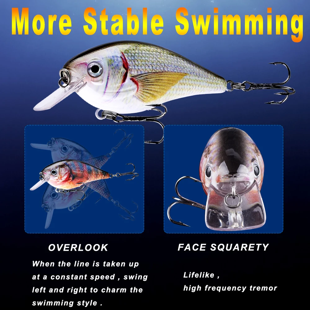 CCLTBA-cebos flotantes Crankbait de aguas profundas, Señuelos de Pesca duros, manivela Artificial, aparejos de pesca de lubina y trucha, 8,5 cm, 10g - imagen 3