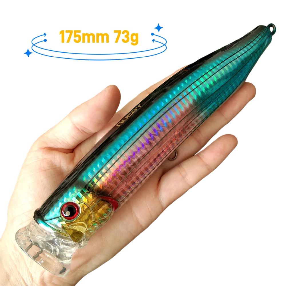 Noeby, 1 unidad, 175mm, 73g, señuelo de pesca Topwater Big Popper, cebo flotante de agua salada, cebo duro Artificial para aparejos de pesca de Lucio