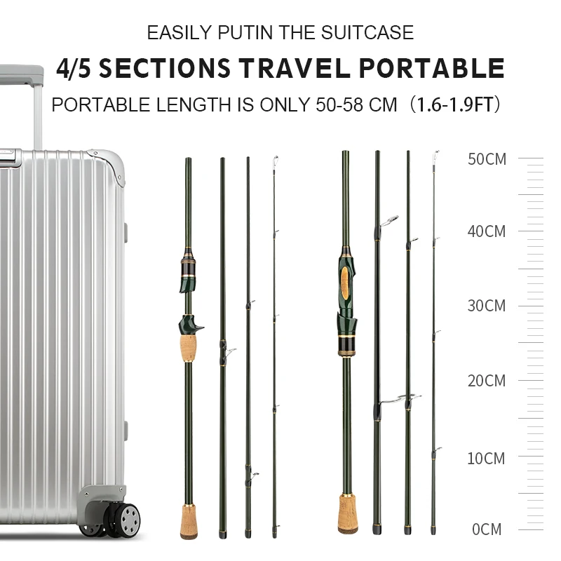 Caña de viaje CEMREO, caña de pescar giratoria de carbono de 1,8 m/2,1 m/2,4 m, caña de pescar portátil, aparejos de pesca de buena calidad MACARS - imagen 3