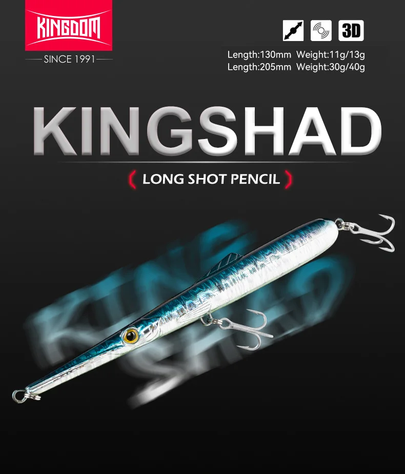 Señuelo Kingdom stickbait vista lateral del cuerpo alargado