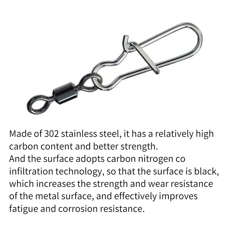 50 Uds. Accesorios de pesca de Lucio conector Pin rodamiento giratorio de acero inoxidable señuelo de anzuelo a presión - imagen 4