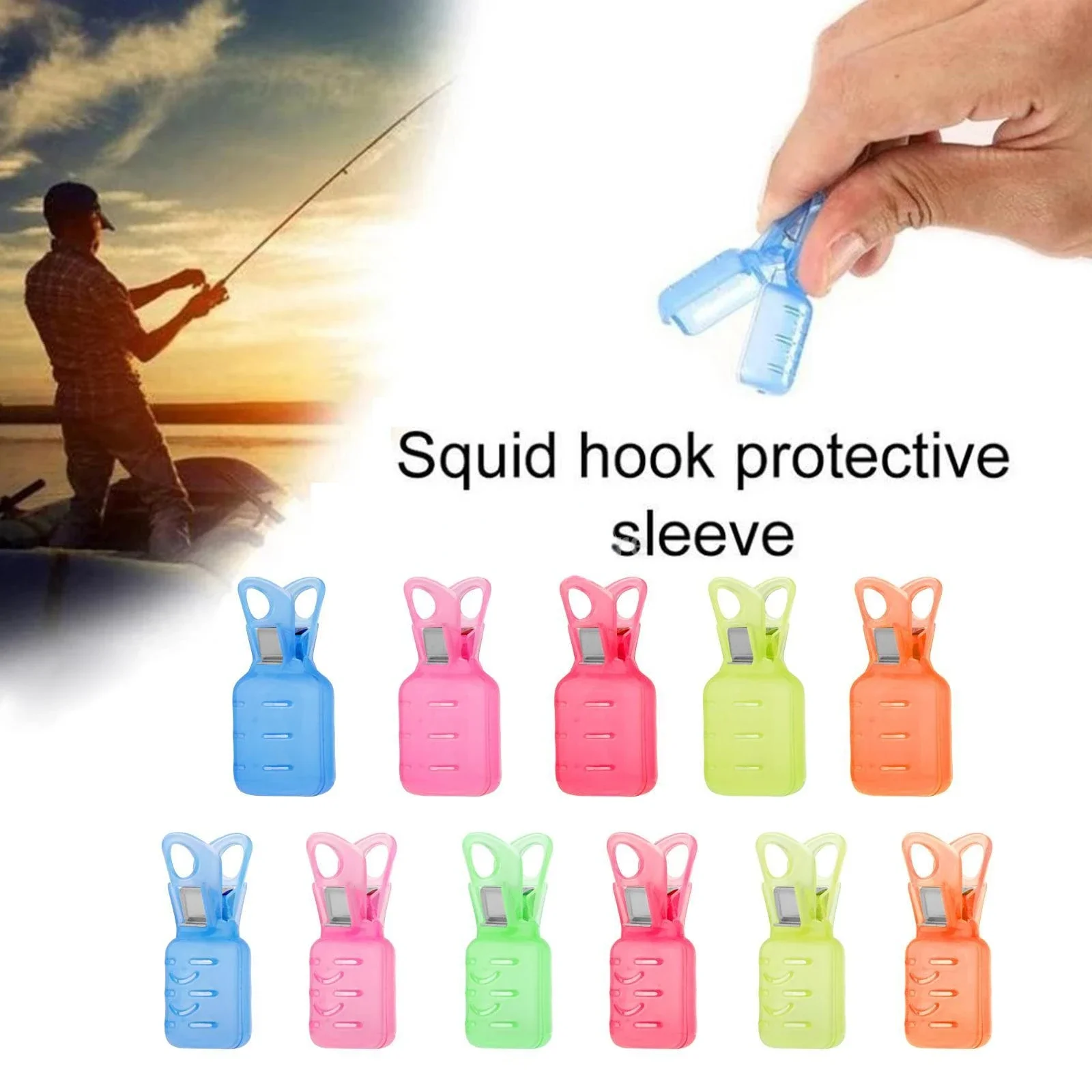 Protector de anzuelos de calamar, 10 piezas, cubiertas de señuelos, gorras de seguridad, herramientas de Fihsing para amantes de la pesca - imagen 5