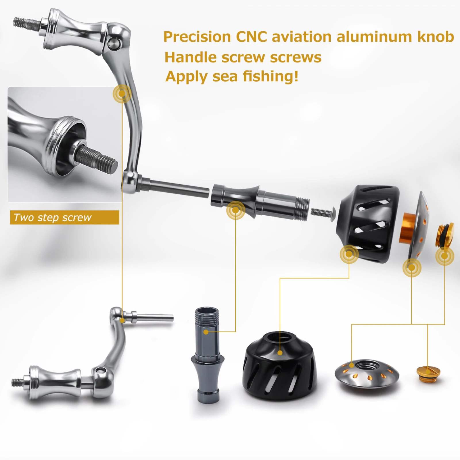 Carrete de pesca giratorio de aluminio SANLIKE 5,2: 1 relación de engranaje 7 + 1BB ligero 40,5 libras resistencia máxima para herramientas de pesca de agua salada - imagen 5