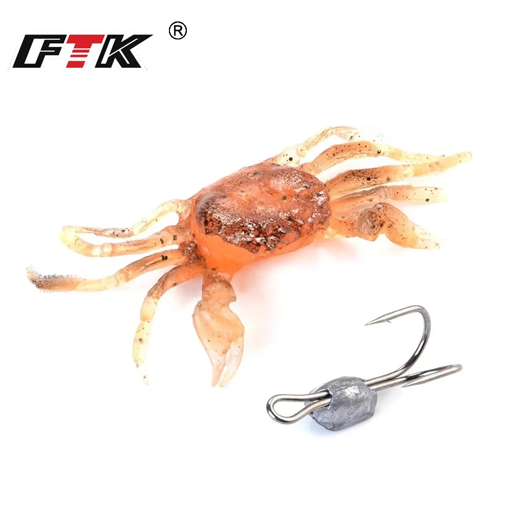 FTK-señuelo de pesca de cangrejo con doble gancho, plantilla de cebo Artificial de silicona suave de 116mm, cebo de pesca de goma, 33,5g
