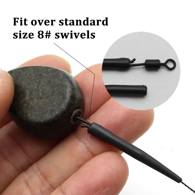 Mangas antienredos de tungsteno para pesca de carpa, 8 piezas, Color negro, largas, cortas, alineadores, ganchos de enlace - imagen 4