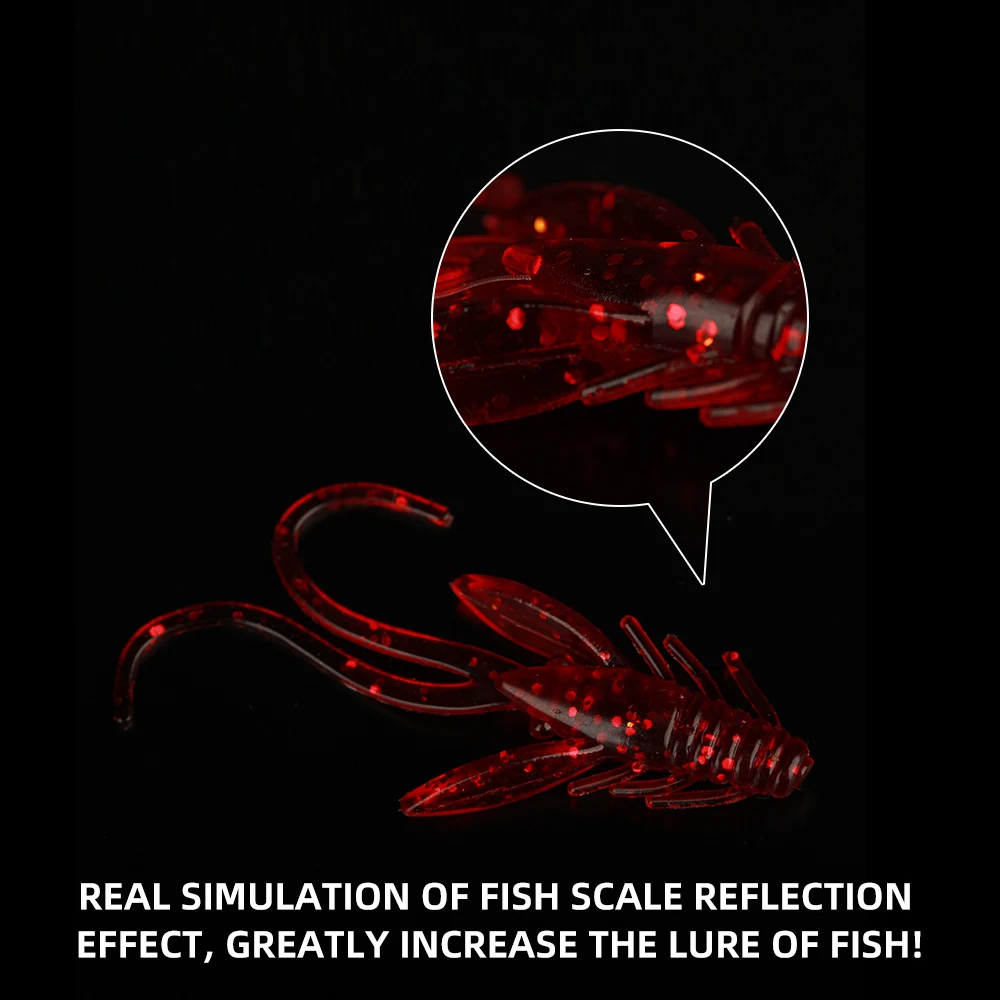 30 Uds cebo de silicona Señuelos de pesca blandos langosta gusano 1,5g 5,5 cm Jig Wobblers camarones señuelo suave Twintails Bass - imagen 5