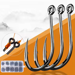 Juego de anzuelos de pesca de 500 piezas # 3- # 12 tamaños mixtos de acero rico en carbono, cuerda para carpa, anzuelo, accesorios de pesca, anzuelo circular compensado