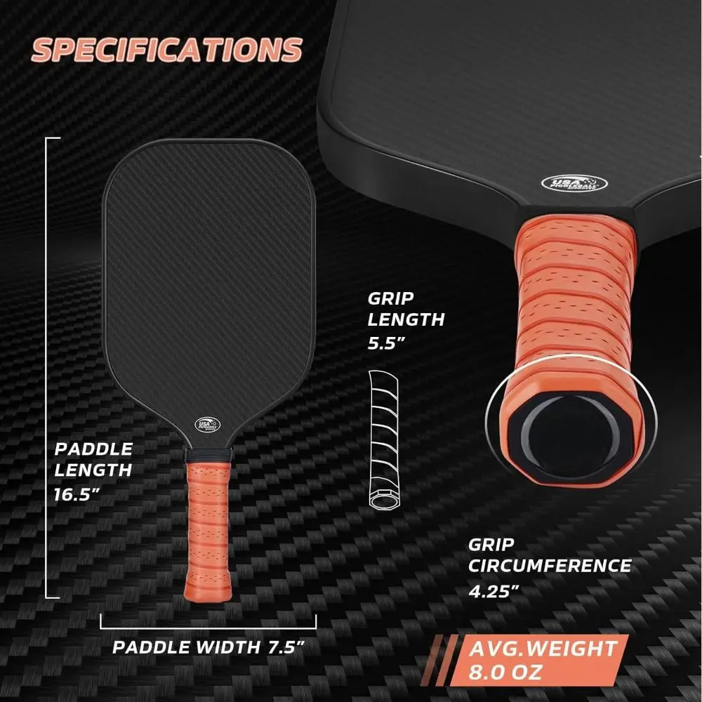 Paleta de Pickleball T700 de fibra de carbono cruda, raqueta aprobada por JUCIAO USAPA, superficie de fricción, agarre antideslizante con borde de espuma - imagen 5
