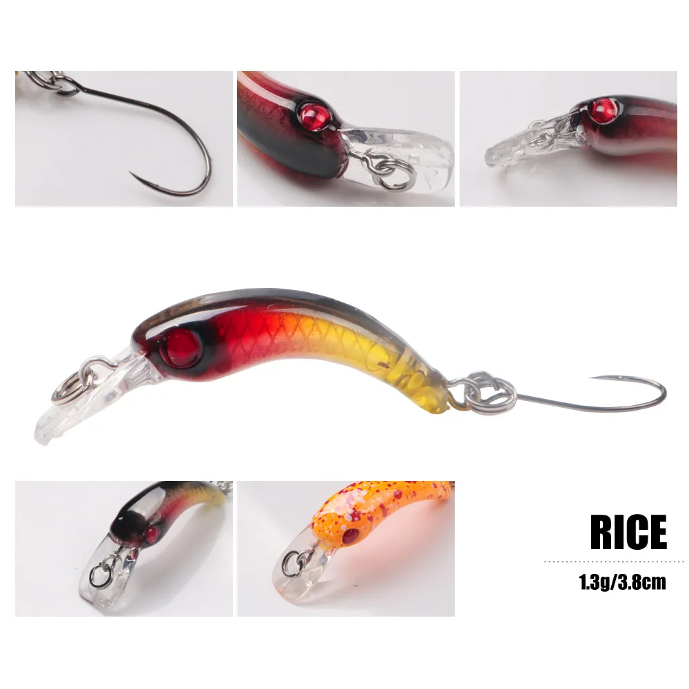 Mavllos-cebo de pesca duro Minnow, 3,7 cm, 1,5g, arco de un solo gancho, anzuelo flotante profesional, Wobbler Jig, señuelo de pesca de lubina a rayas - imagen 2