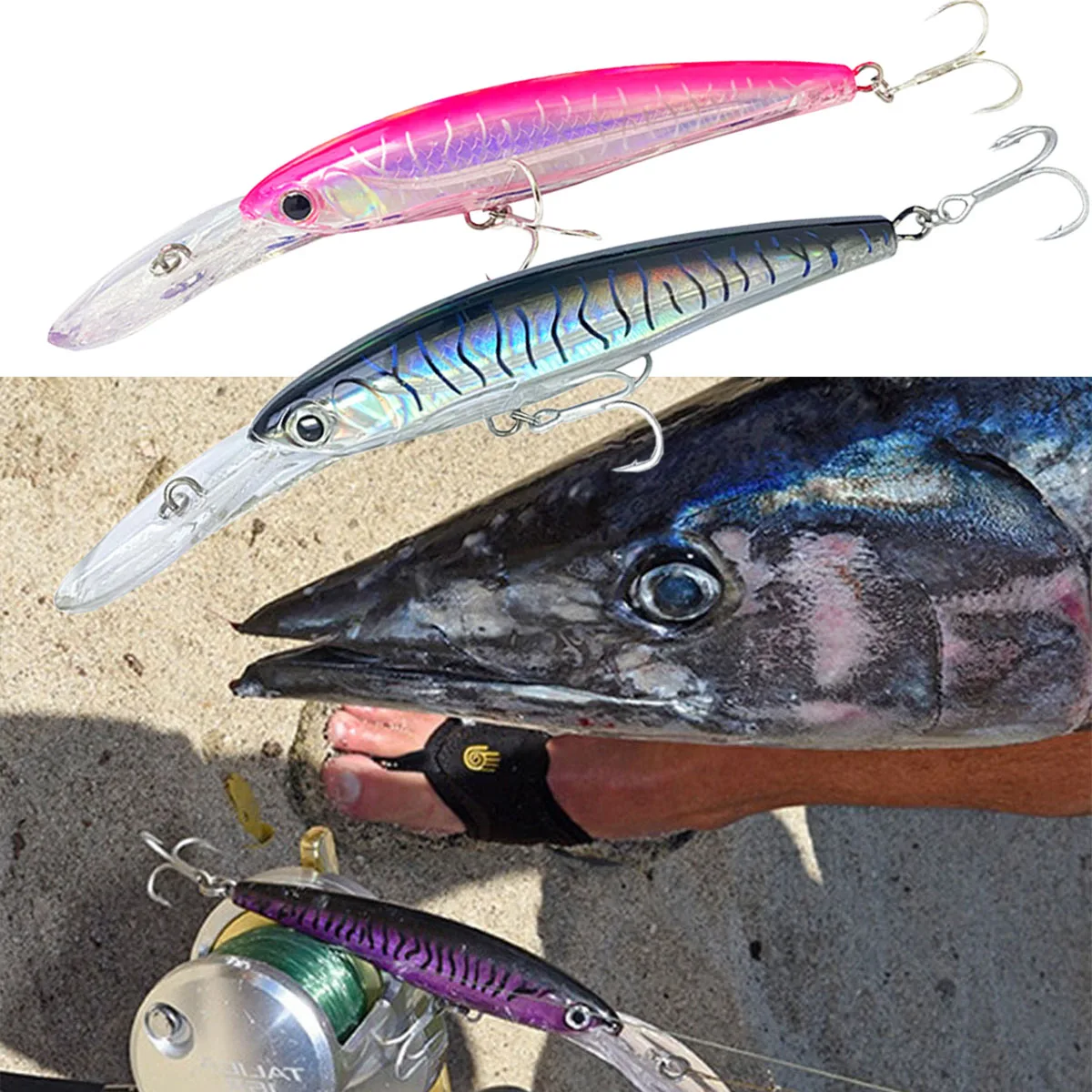 1 unidad, 14cm, 47,6g, pesca de pececillo grande, Isca Artificial, buceo profundo, agua de mar, Peche, lubina, señuelo, pececillo, pesca Wobbler - imagen 2