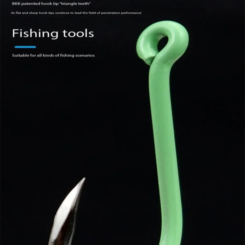 Luz nocturna BKK, anzuelo fluorescente, púa para la boca con anillo torcido, pesca en barco de aguas profundas para pollo amarillo con cerámica - imagen 4