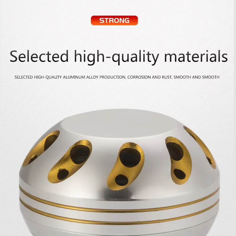 Perilla de mango de carrete de pesca redonda plateada de lagarto, Material de aleación para carrete giratorio, todos los tamaños, alta calidad - imagen 3